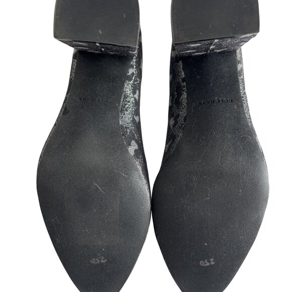 Cole Haan Leopard Print Chunky Heel Pumps Size 8.5 Black/Silver - Picture 10 of 11